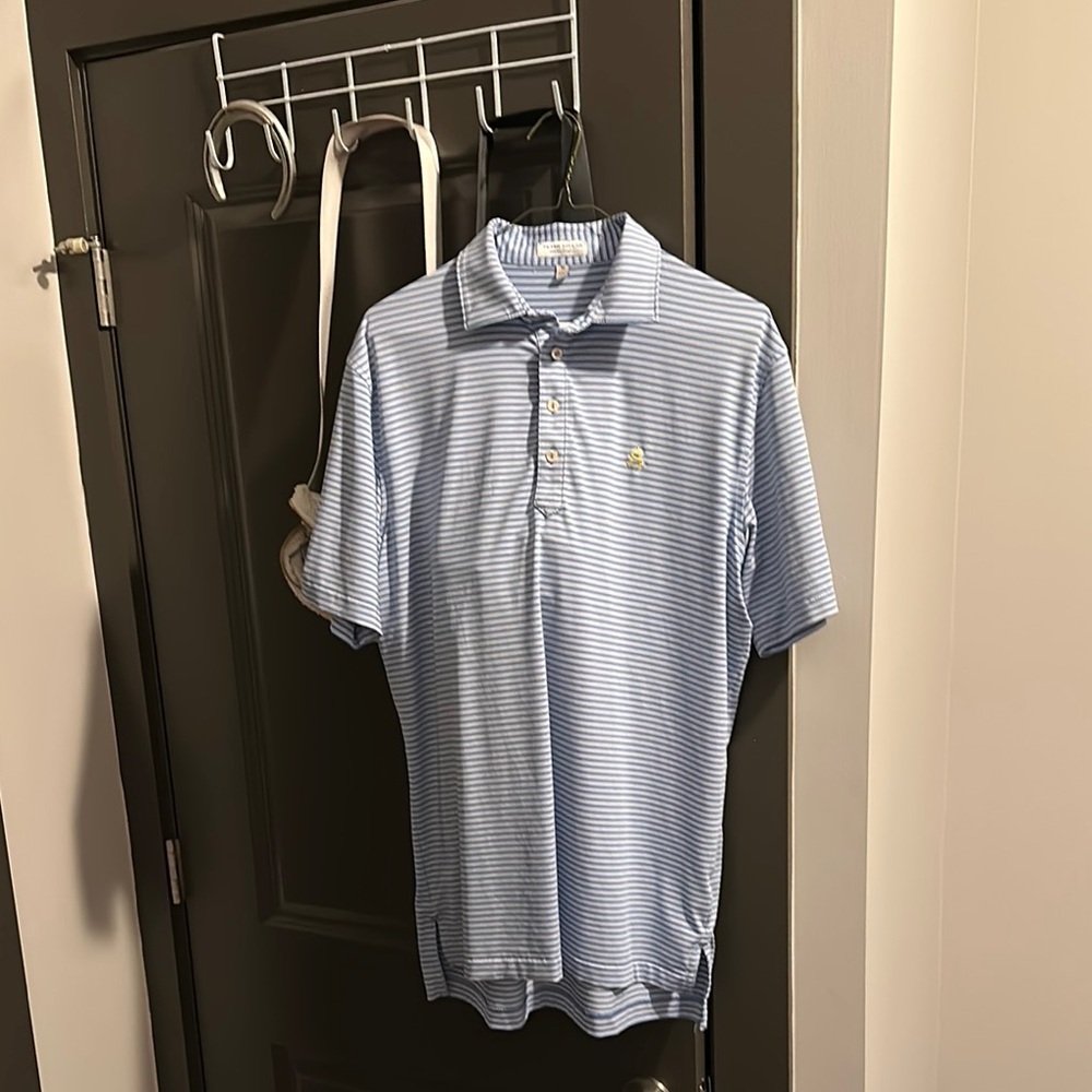 Men's Blue Striped Polo Shirt